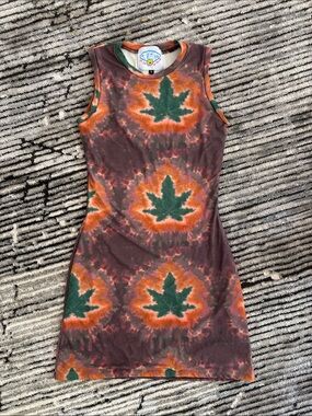 Omighty Bodycon Weed Leaf Tie-Dye Dress
